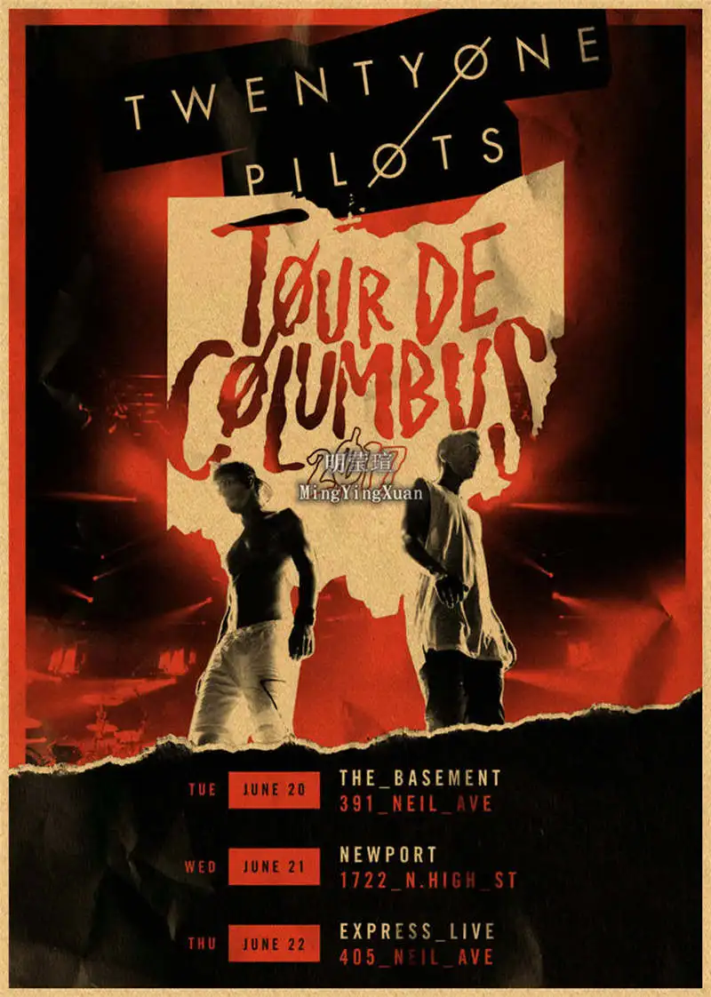 Twenty One Pilots Poster Vintage Retro Rock Band Music Guitar