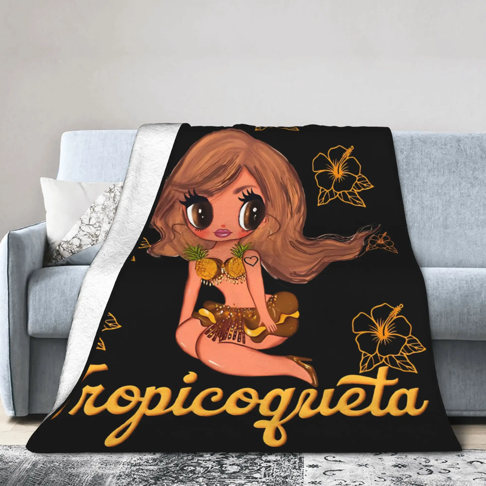 Karol G Tropicoqueta Blanket   Flannel Throw Blanket Home Couch Printed Lightweight Bedspreads