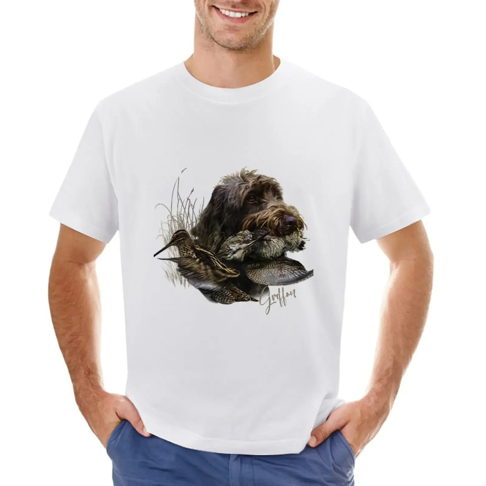 

Wirehaired Pointing Griffon , Woodcock hunting T-shirt aesthetic clothes Aesthetic clothing tops Men's t-shirts