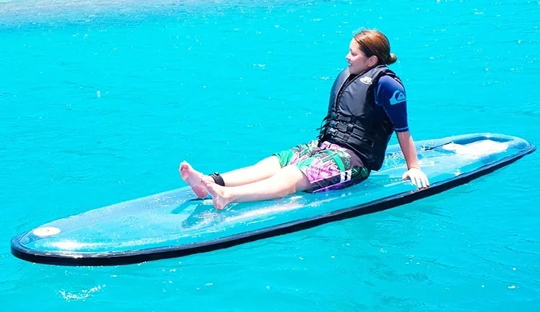 تخفيض السعر الضخم، لوح مجداف ركوب الأمواج الشفاف الشفاف، لوح ركوب الأمواج للصيد، شفاف من خلال البحيرة