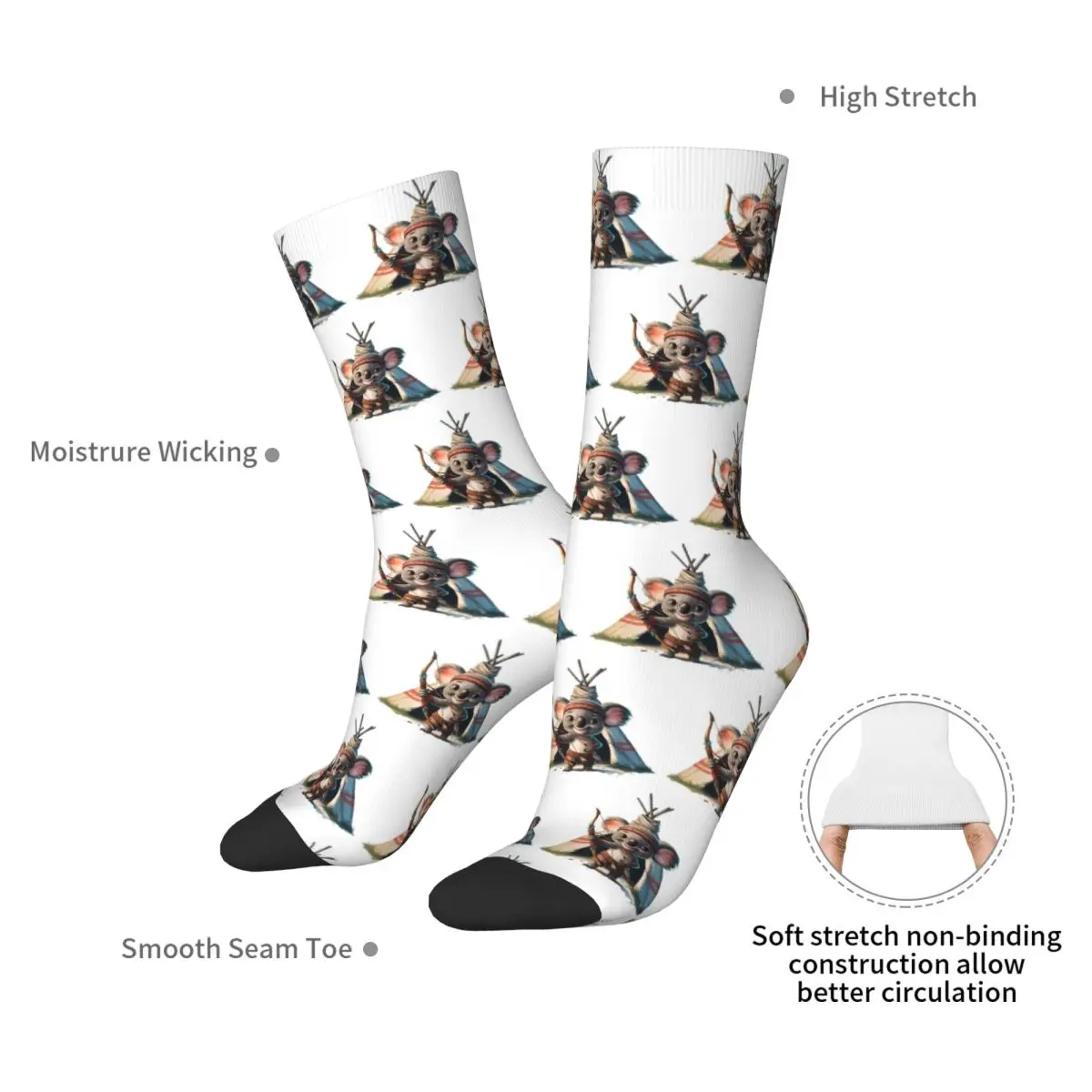 An Adorable Little Tribal Koala Of A Teepee Tent Socks Harajuku Sweat Absorbing Stockings All Season Long Socks for Man's Woman