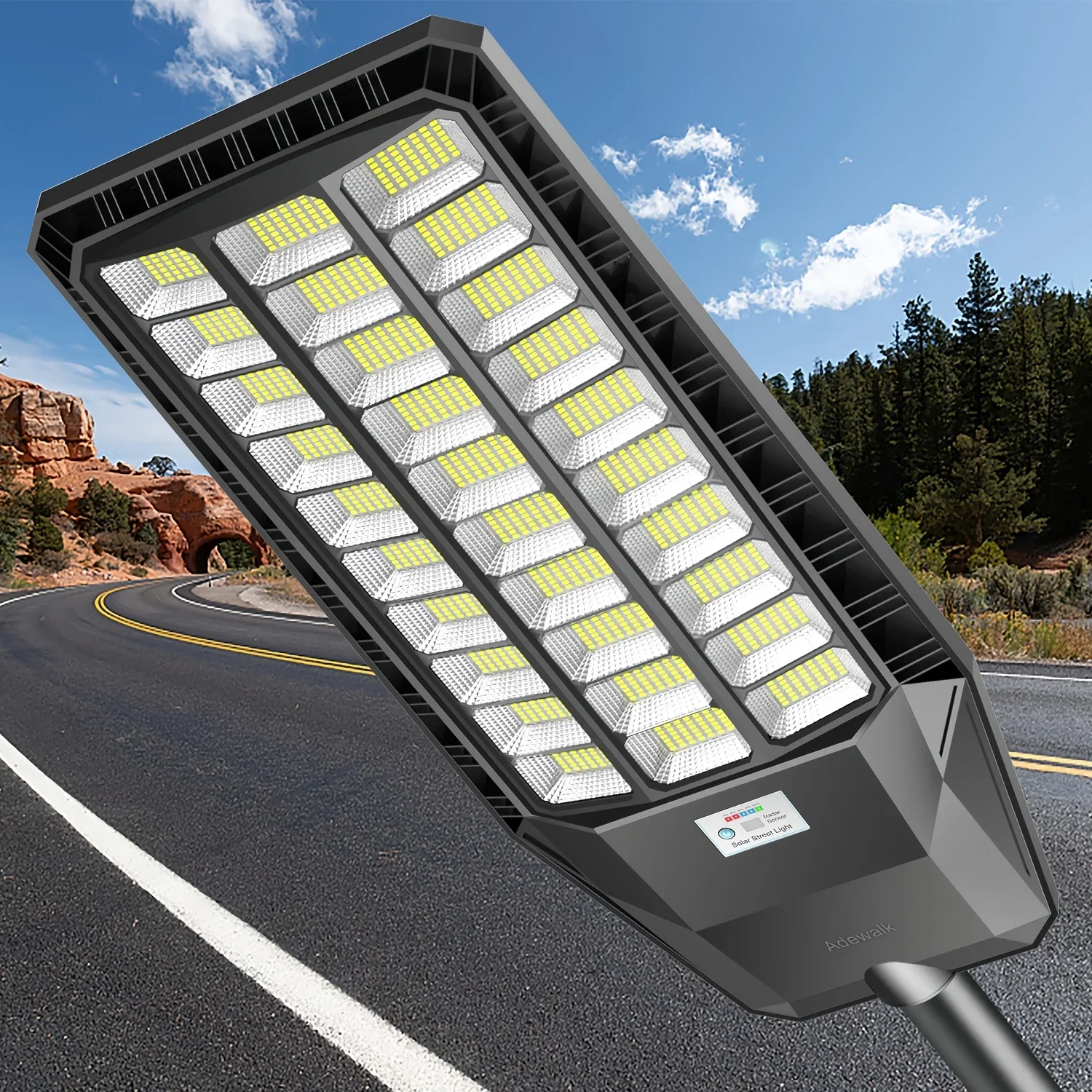 

KEEHOME Adewalk Solar Street Light IP65, High Brightness Commercial Solar Street Lights Outdoor Dusk to Dawn, Solar Outdoor Light with Motion Sensor And Remote Control, Solar Parking Lot Lights