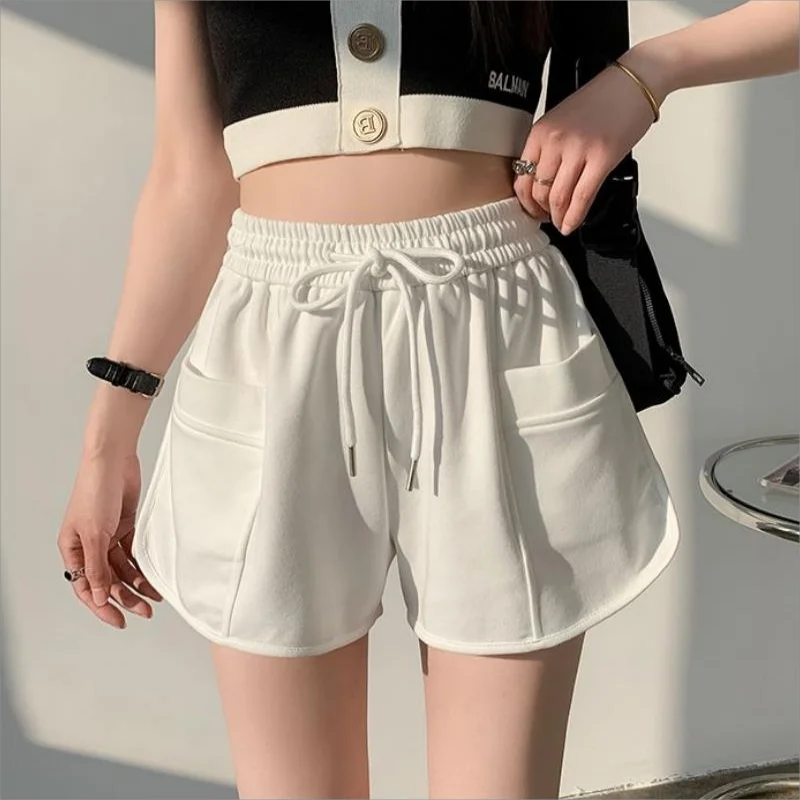 Sports pants shorts summer 2024 new relaxed slim high waist plus size yoga hot pants casual wide leg pants