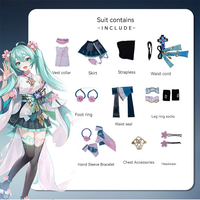 Hatsune Miku Cosplay Costume Wig Virtual Idol Awakening Role Play Graduation Birthday Party Cute Sweet Girl Christmas Gifts Toy