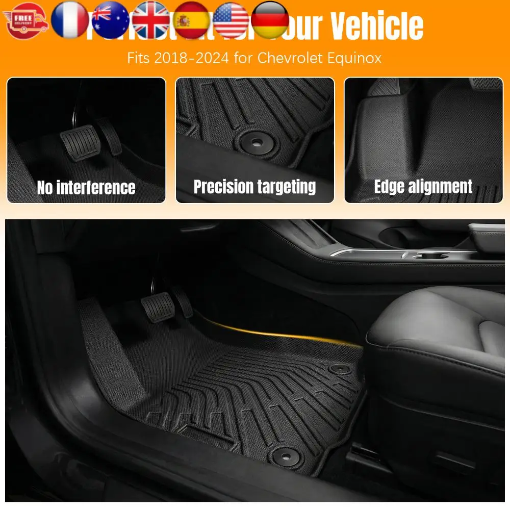 

Комплект всепогодных ковриков для пола автомобиля и багажника из TPE для Chevrolet Equinox 2018-2024