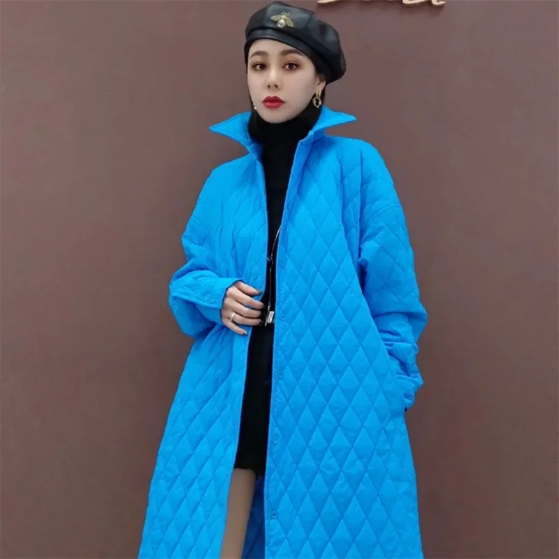 2023 New Women\'s cotton clothes Korean Fashion Autumn Winter Coat Windbreak Long Thickened Warm Down Cotton Overcoat With Belt