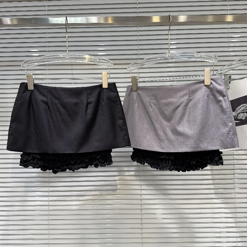 European American Hot Girl Women's Short Skirt 2026 Autumn New Elastic Bud Lining Sweet Cool Low Waist Suit Short Skirt Ladies