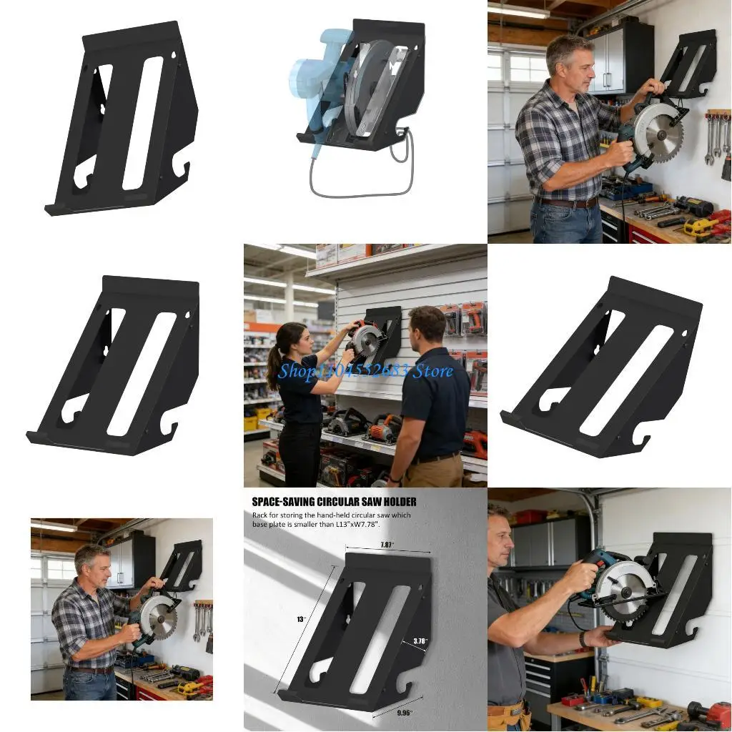 Y6GD Wall Mounted Circular Holder for Home Garage Workshop Vertical Storage Metal Rack Space Efficient Design