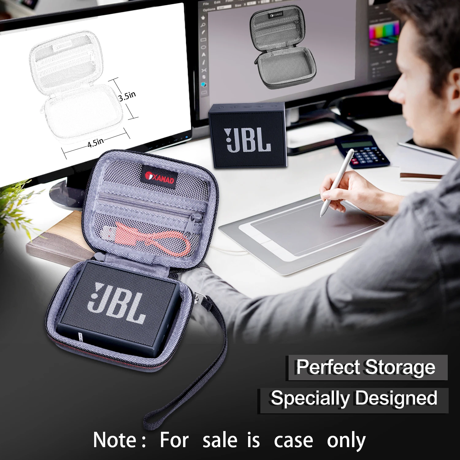 XANAD EVA Hard Case for JBL GO & JBL GO 2 Portable Wireless Bluetooth Speaker Protective Carrying Storage Bag(only case!!!)