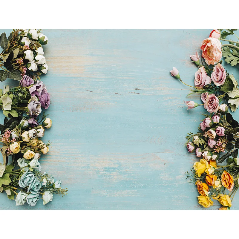 Fondos de fotografía del Día de San Valentín de tela artística NITREE fondos de fiesta de flores de madera telón de fondo de cumpleaños QMH-01