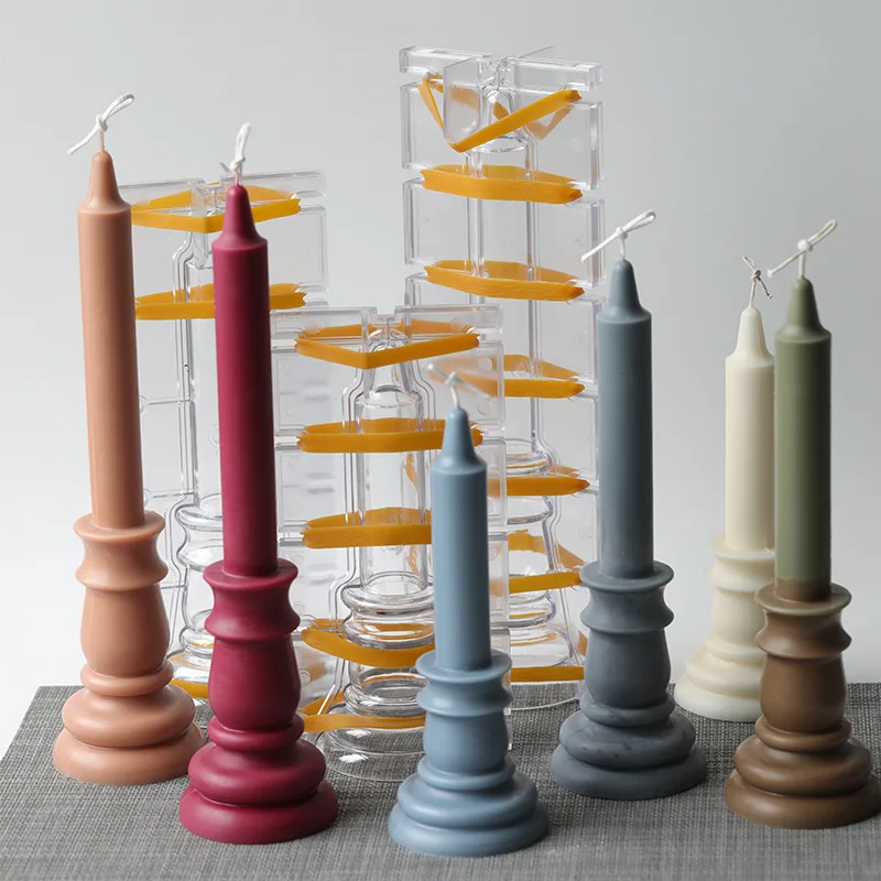 European Candle Holders Silicone Molds Wedding Decorative Scented Candles DIY Handmade Candle Making Table Candlestick Decor