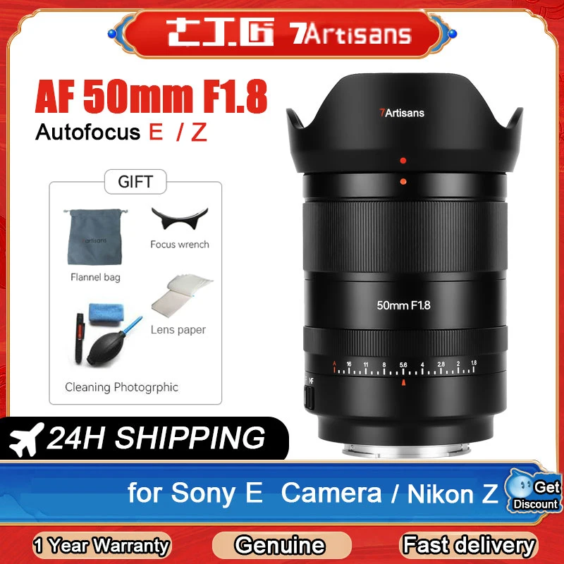 

7Artisans AF 50mm F1.8 autofocus Full-Frame Camera Lens For Nikon Z Sony FE Mount Cameras For Sony zve10 ALPHA NEX-5 A6000 a6300