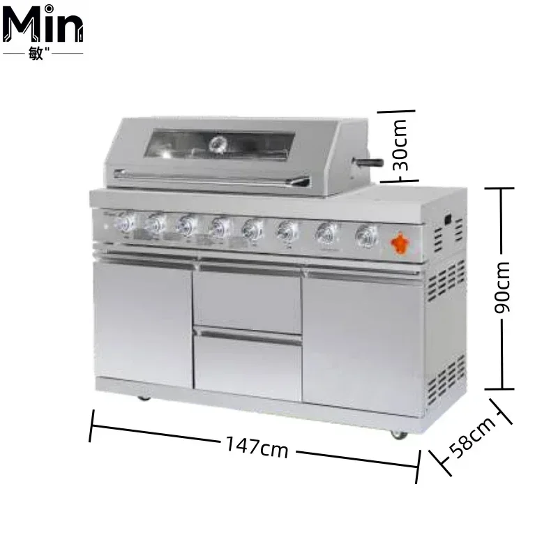 Modular Outdoor Kitchen Cabinets Kits with BBQ Grill Drawers Sink Accessories for Backyard Patio Summer BBQ