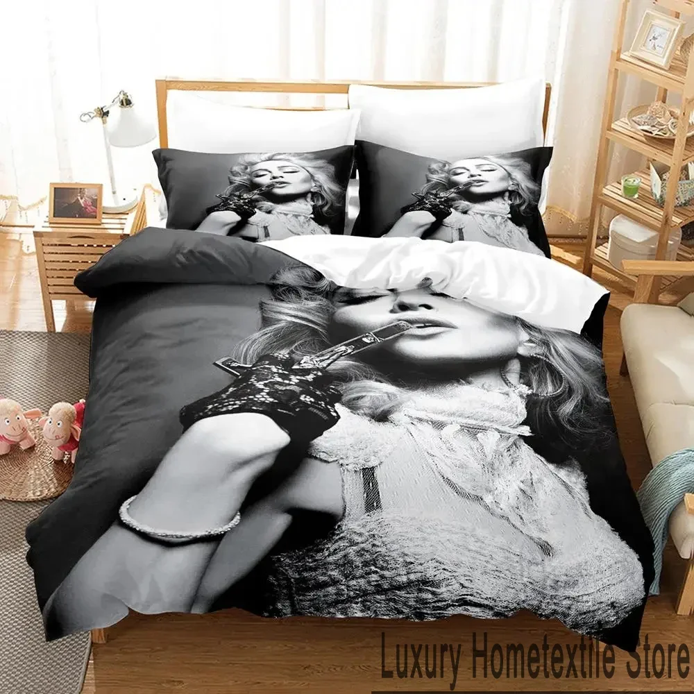 Exquisite 3D Print Singer Madonna Bedding Set,Duvet Cover Comforter Bed Set Quilt Cover Pillowcase,King Queen Twin Size Boys Gir