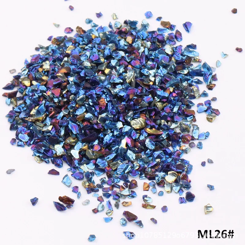 5g/Lot 0.8-1.5mm Irregular Crushed Glass Stones Metallic Crystal Chips Sprinkles for Jewelry Making Filling Nail Arts Decoration