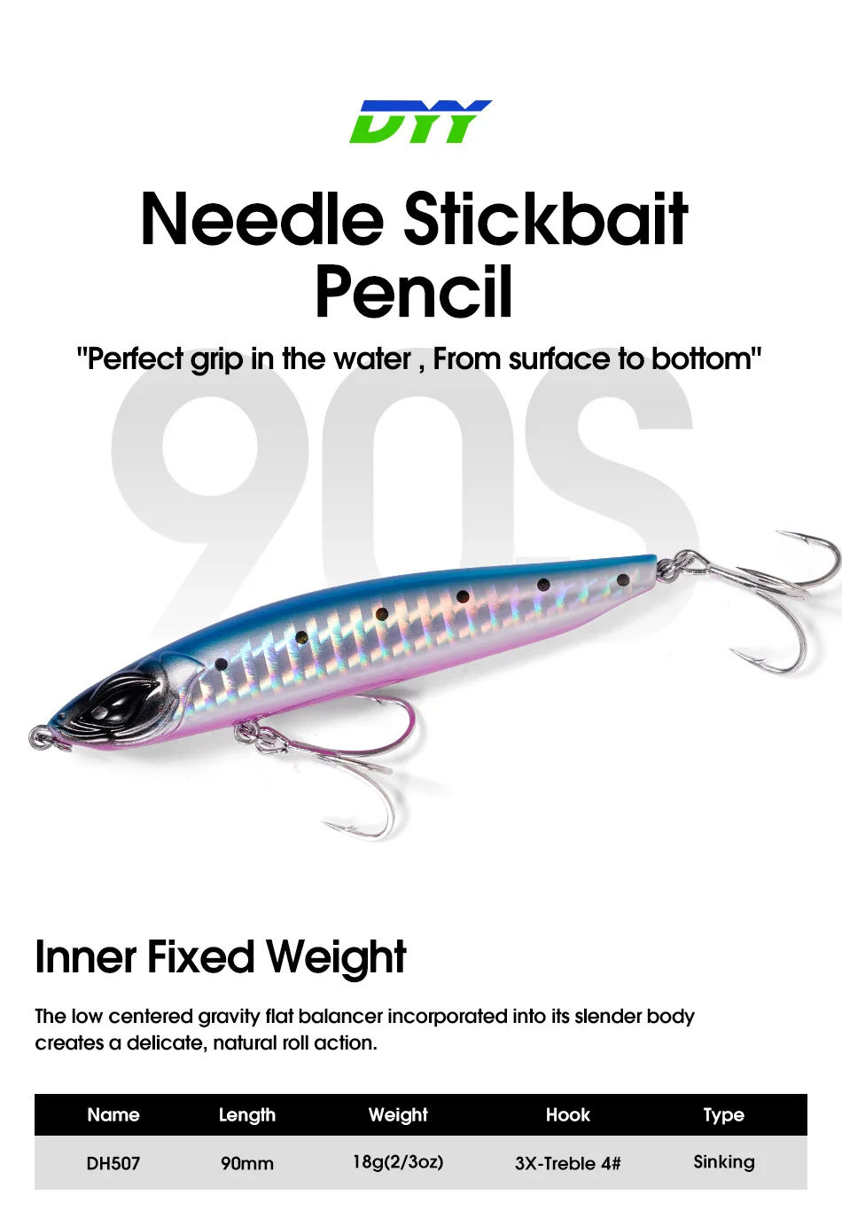 NOEBY Sinkender Pencil-Köder 90mm 18g Weitwurf-Stickbait Harter Köder für Barsch, Hecht, Zander, Süßwasser-Angeln – Detail 1