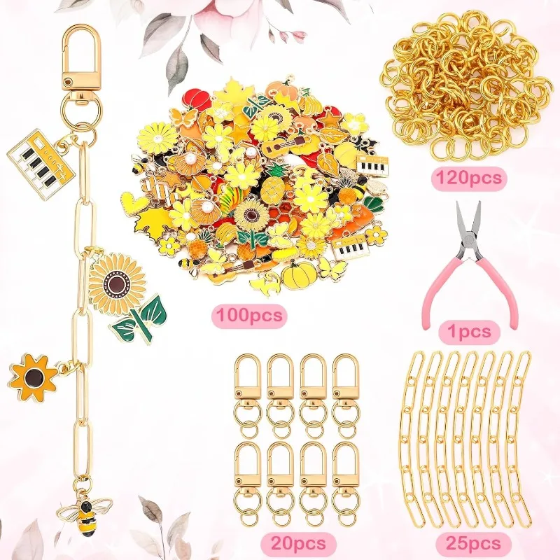 286 Pcs Halloween DIY Keychain Kit with Chains