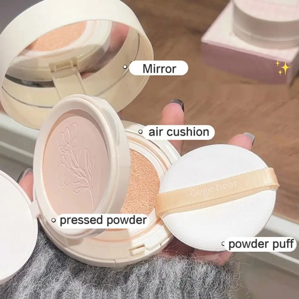 Natural Finish Matte Face Pressed Powder Whitening Cream 2 In 1 Oil Control Foundation Double Layer Lasting Brightening