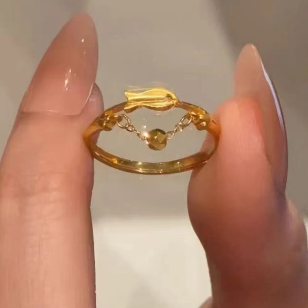 PANJBJ 925 Sterling Silver Fish Rings for Women Animal Chain Double Layer Sweet Lucky Design Jewelry Gift Prevent Allergy