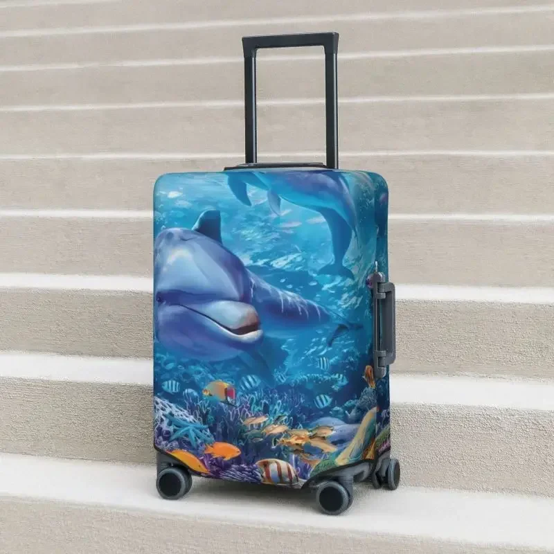 

Dolphins, turtles,starfish underwater world Printed suitcase cover Travel accessories Elastic suitcase cover Dust box cover