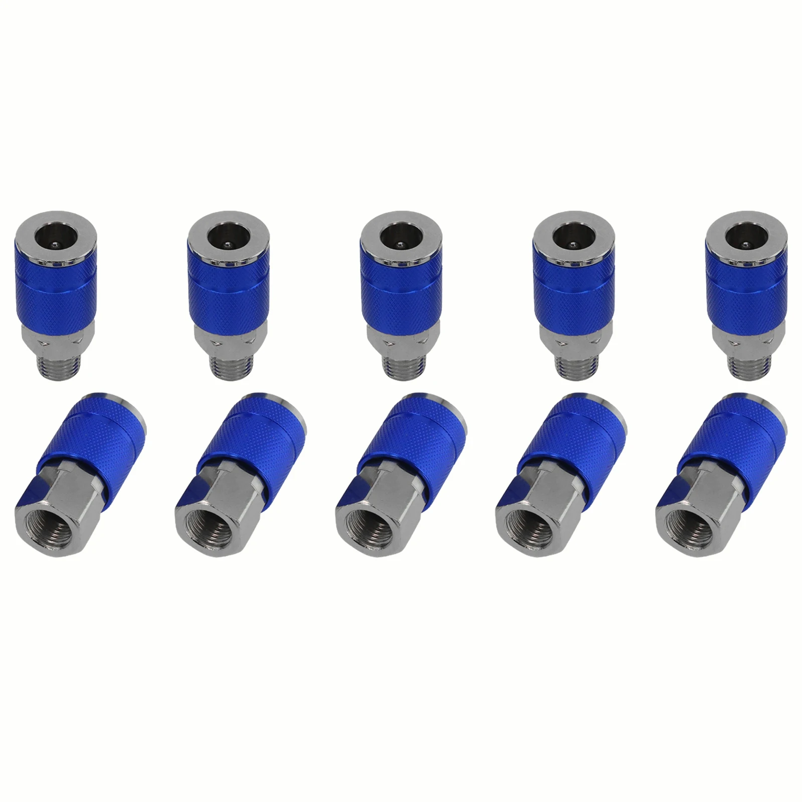 1/4 NPT Metal Quick Coupler Set 10pcs Suitable for Air Hose Connections in Automotive Repair and Industrial Workshops