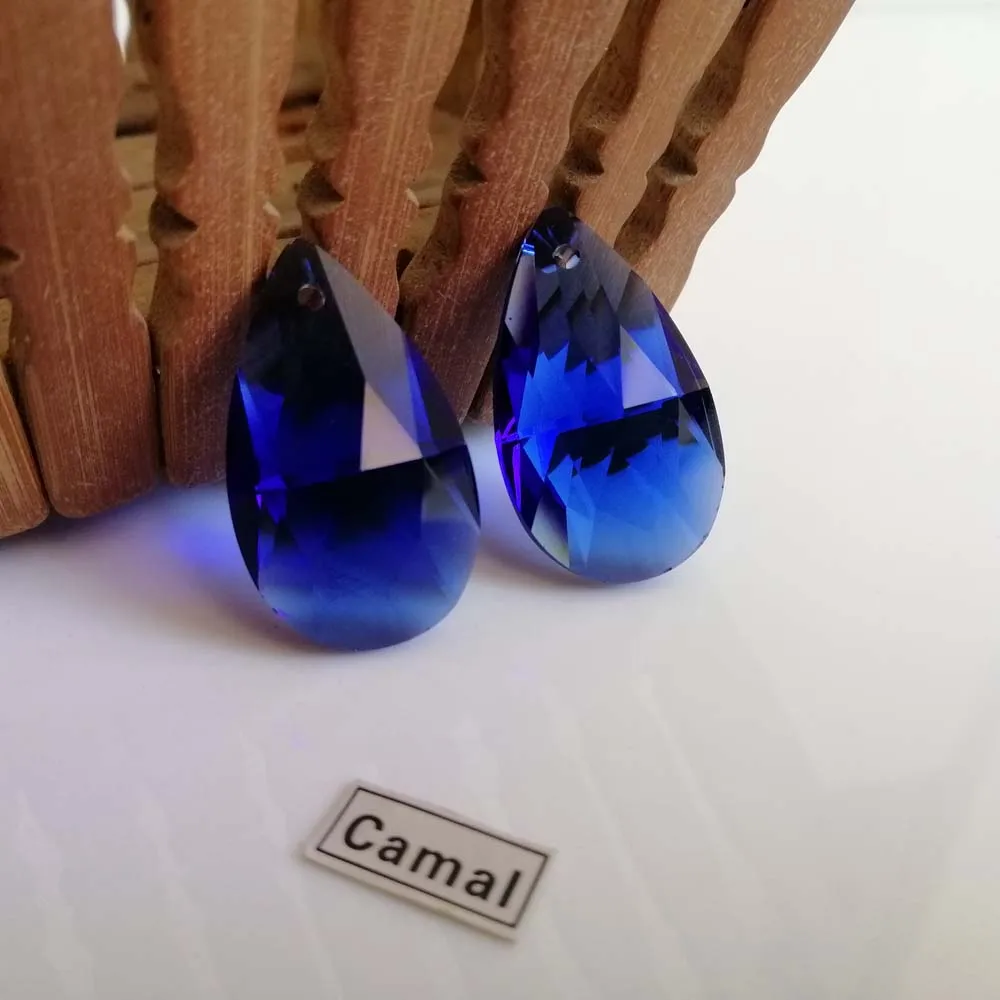 Camal 10Pcs 28Mm สีฟ้าตาข่าย Drop Shape คริสตัล Prisms จี้ลูกปัดสำหรับ Jeweler โคมระย้าโคมไฟสไตล์วินเทจงานแต่งงานอะไหล่