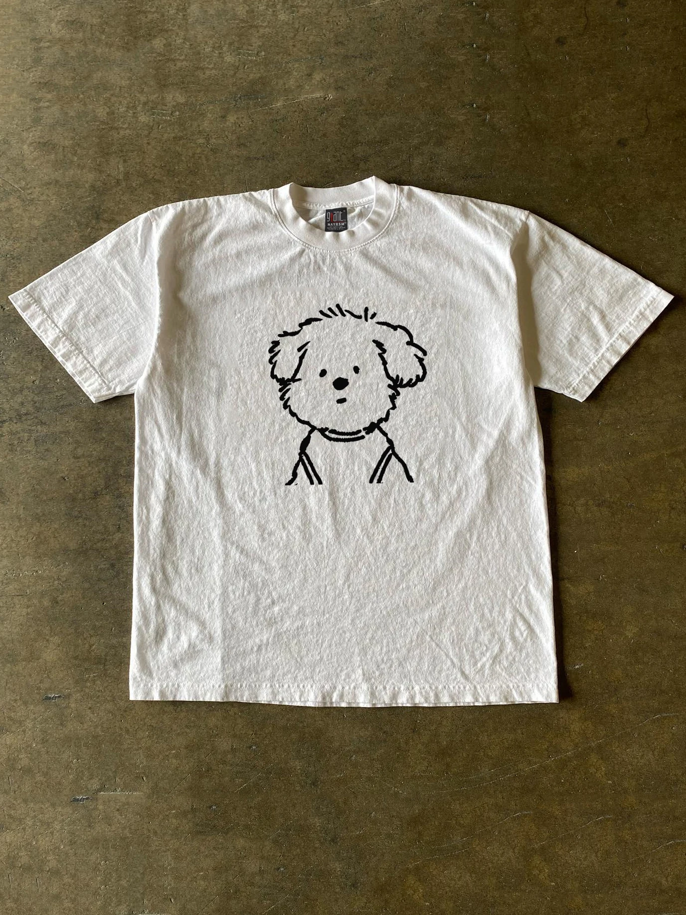 Xiao Chen Story Multi 260g Heavyweight Pure Cotton Cute Simple Dog Print Ins Loose Couple Short Sleeve T Shirt