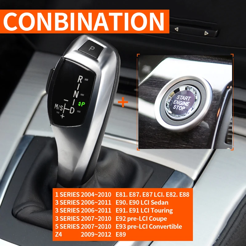 Left-hand drive LED silvery Shift Lever knob For BMW E87 E90 E91 E92 E93 E89 E82 E88