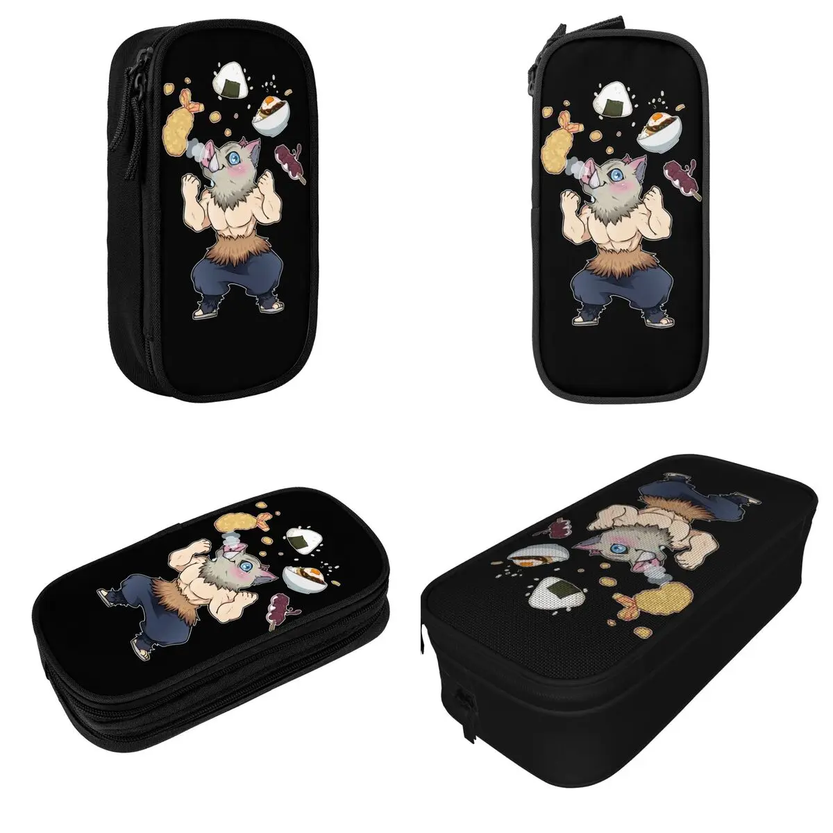 Imagem -02 - Inosuke Demon Slayer Pencil Case Demon Slayer Demon Blade Pencil Box Bolsa de Grande Capacidade para Estudantes Papelaria Escolar Zipper