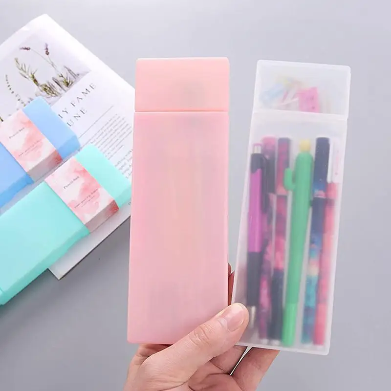 Double Open Pencil Case PP Translucent Box For Pencil Reliable Performance Stationery Storage Supplies For Notes Scissors Small