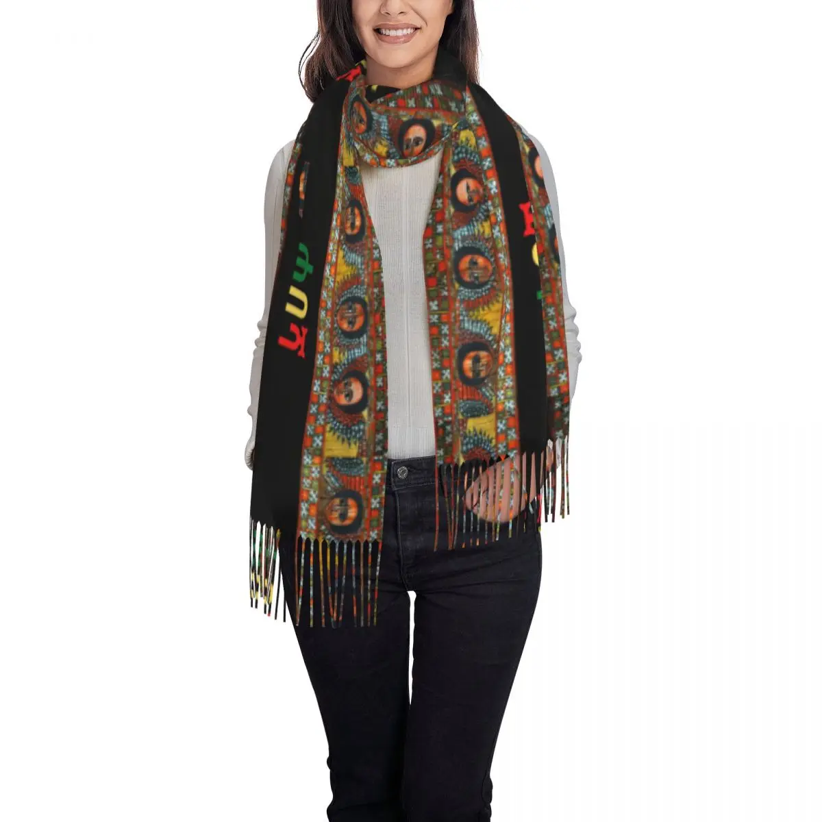 Custom Printed Ethiopian Habesha Art Scarf Women Men Winter Warm Scarves Shawl Wrap