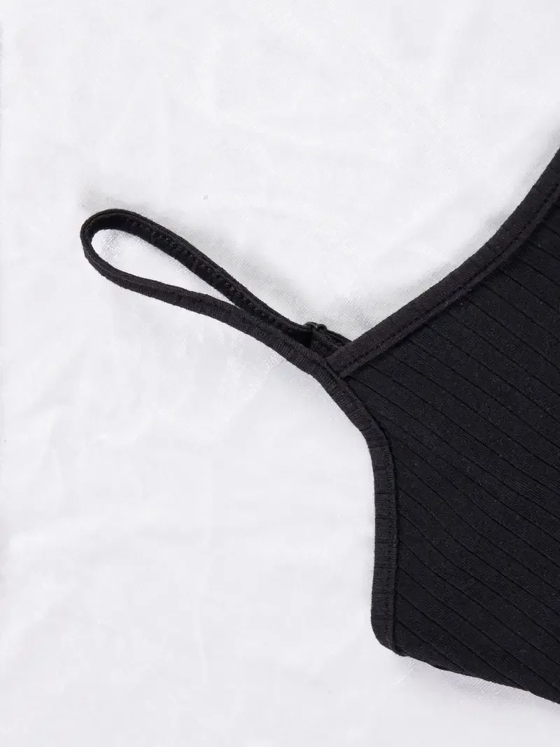 Bolid Rib dzianina Spaghetti z paskami na górze casualowa bez rękawów bez pleców Crop Top damska odzież damska