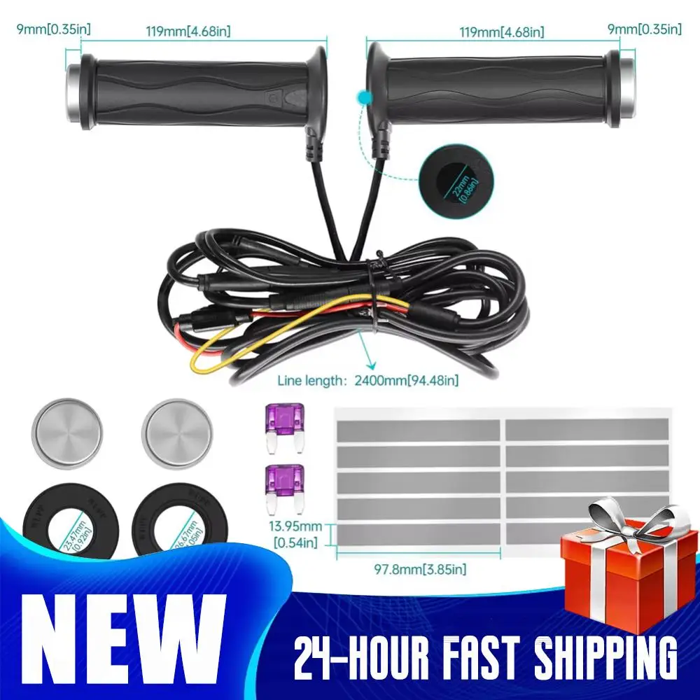 

22 мм мотоциклетные ручки с подогревом, 12 В, 5-ступенчатая грелка, электрическая ручка с подогревом, мотоциклетный руль с быстрым нагревом, электрический руль с подогревом