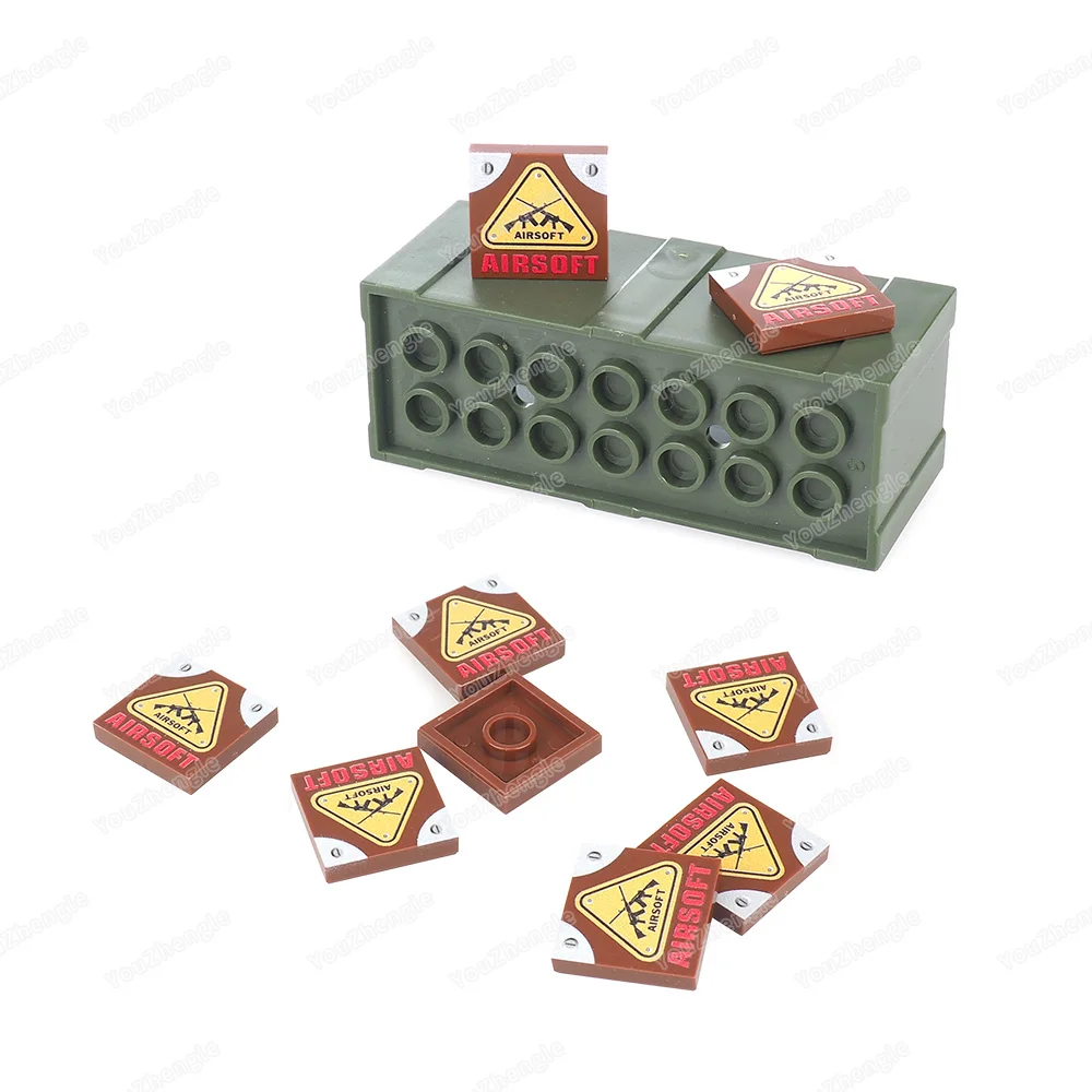 Sniper Rifle Overlay Red AIRSOFT Pattern 3068 Building Block 2x2 Tiles Printed MOC figures Equipment Scene Model Parts Gift Toys