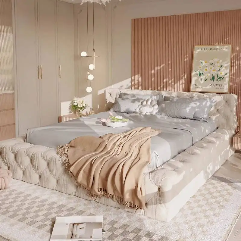 Juego de Decoración para Cama Queen Size de Lujo, Estilo Moderno, Cama King Size de Lujo, Dormitorios, Tatami, Camas de Dormitorio, Muebles
