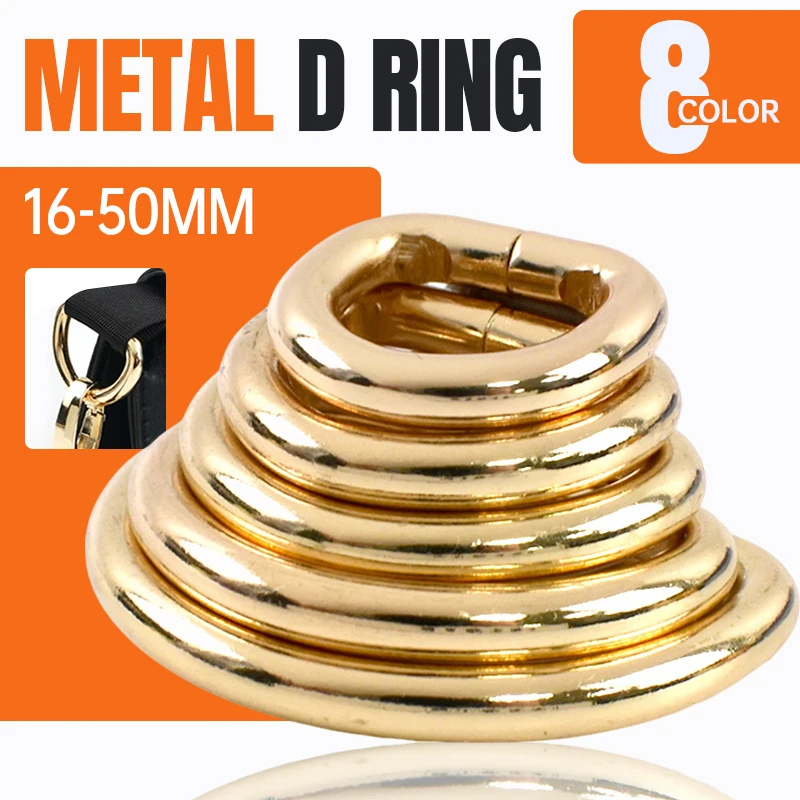 

10Pcs 13-50mm Metal D Rings Buckles for Bags Purse Strap Pet Dog Collar Hardware Backpack Webbing Ring Clasp Sewing Accessories