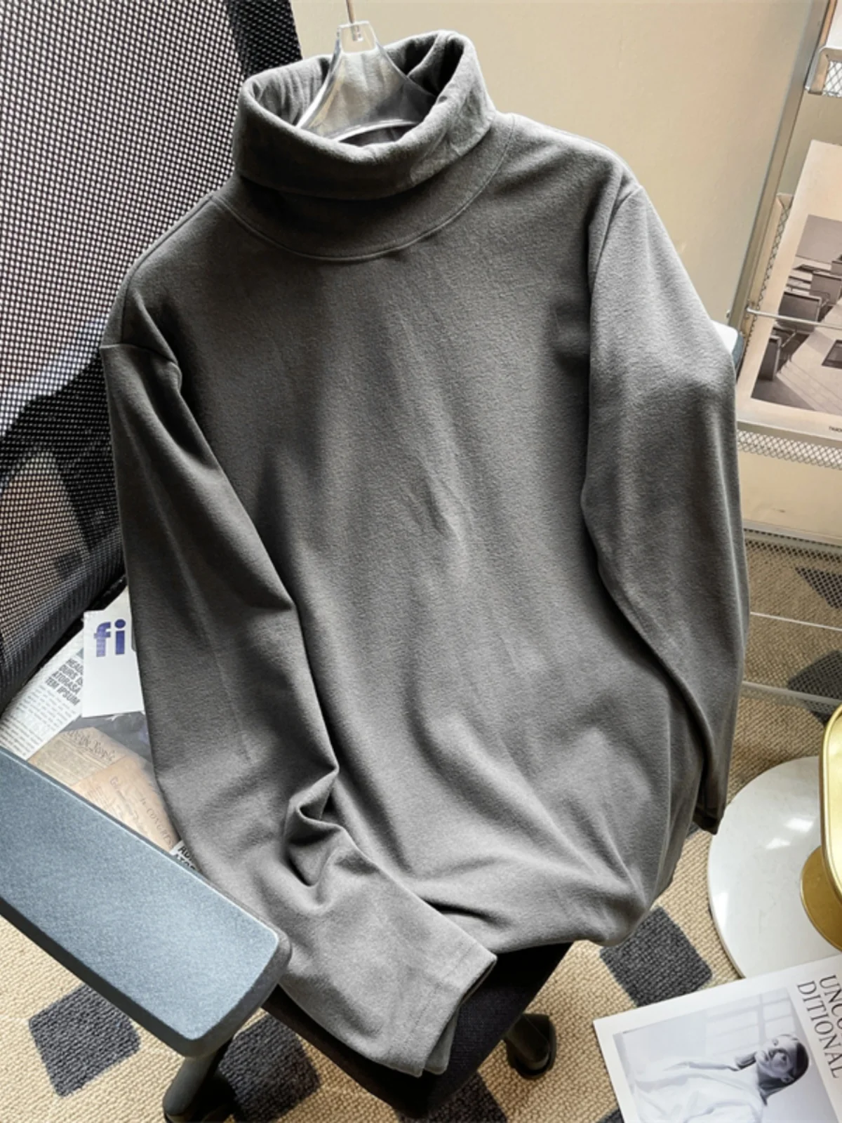 

Двусторонний мужской базовый топ Fce High Ne Thiened Long Sve, теплая внутренняя одежда, облегающий топ на осень и зиму