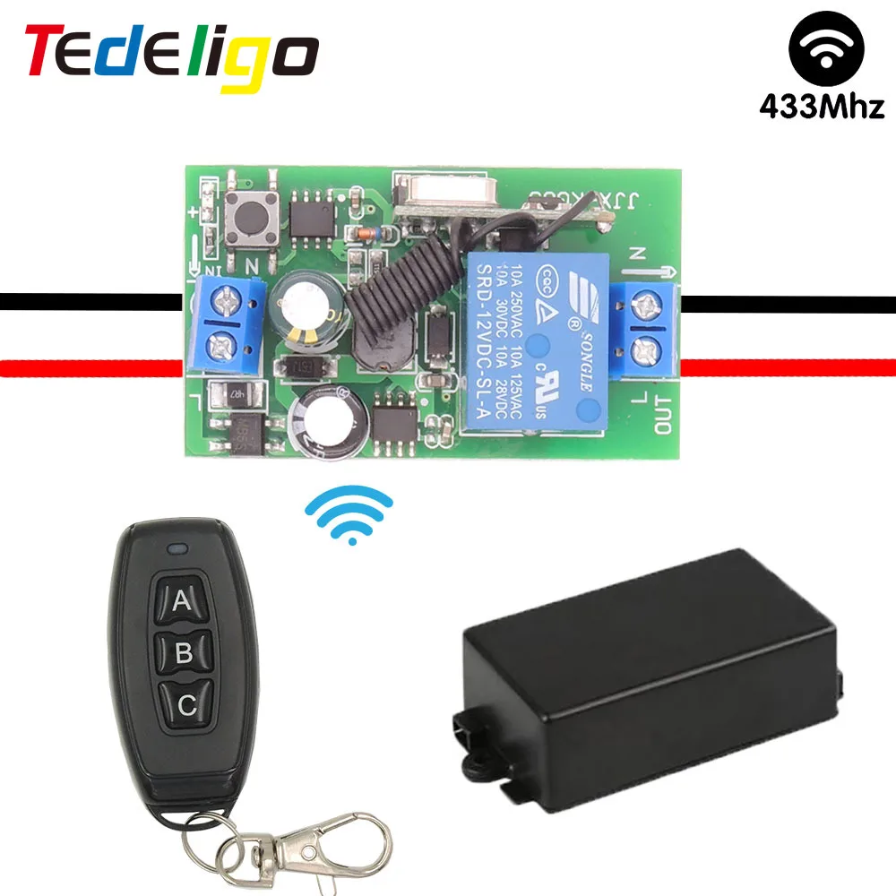 DIY Light Switch 220V 10A Breaker 433MHz Wireless Remote Control Relay Module Transmitter For Fan LED Wall Switch Home Electric