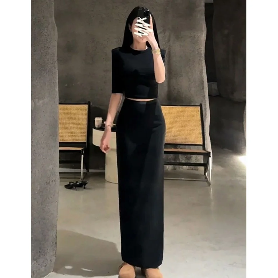 Bla Set gonna asimmetrica da donna Estate 2025 Nuovo completo aderente con vita incinta e spacco di fascia alta