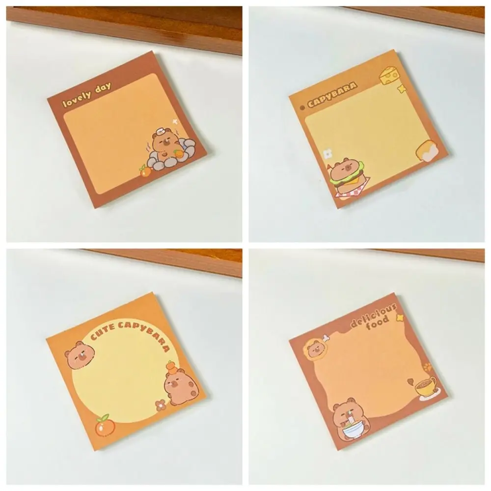 50 sheets Kawaii Capybara Memo Pad Creative Multifunction N Times Sticky Notes Portable Non-adhesive Cartoon Message Notes Diary