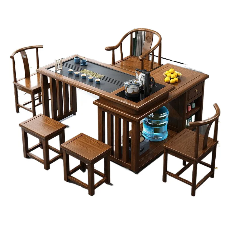 

Balcony rotating tea table balcony, tea table and chairs, combination tea table, household new Chinese multi-function