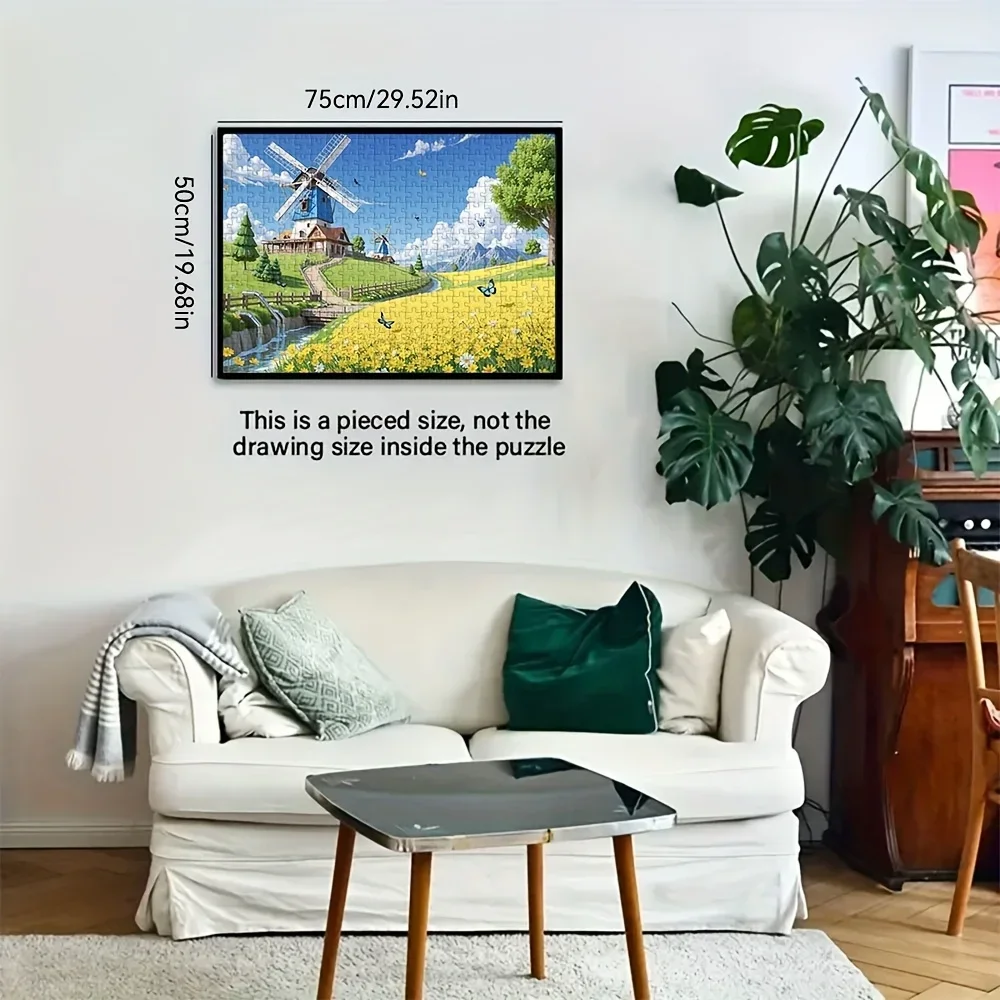 120/300/500/520/1000/1314 peças moinho de vento e campo de flores quebra-cabeça de madeira para decoração de quarto sala de estar jogo de desafio de dificuldade