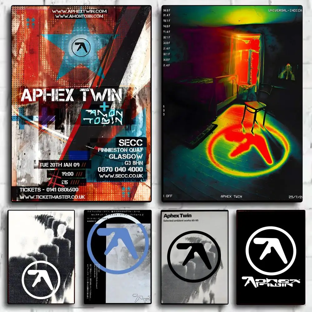 A-Aphex Twin Band Poster Stickers HD Waterproof Painting Wall Art for Bedroom Living Room Home Decor Decoration Gift