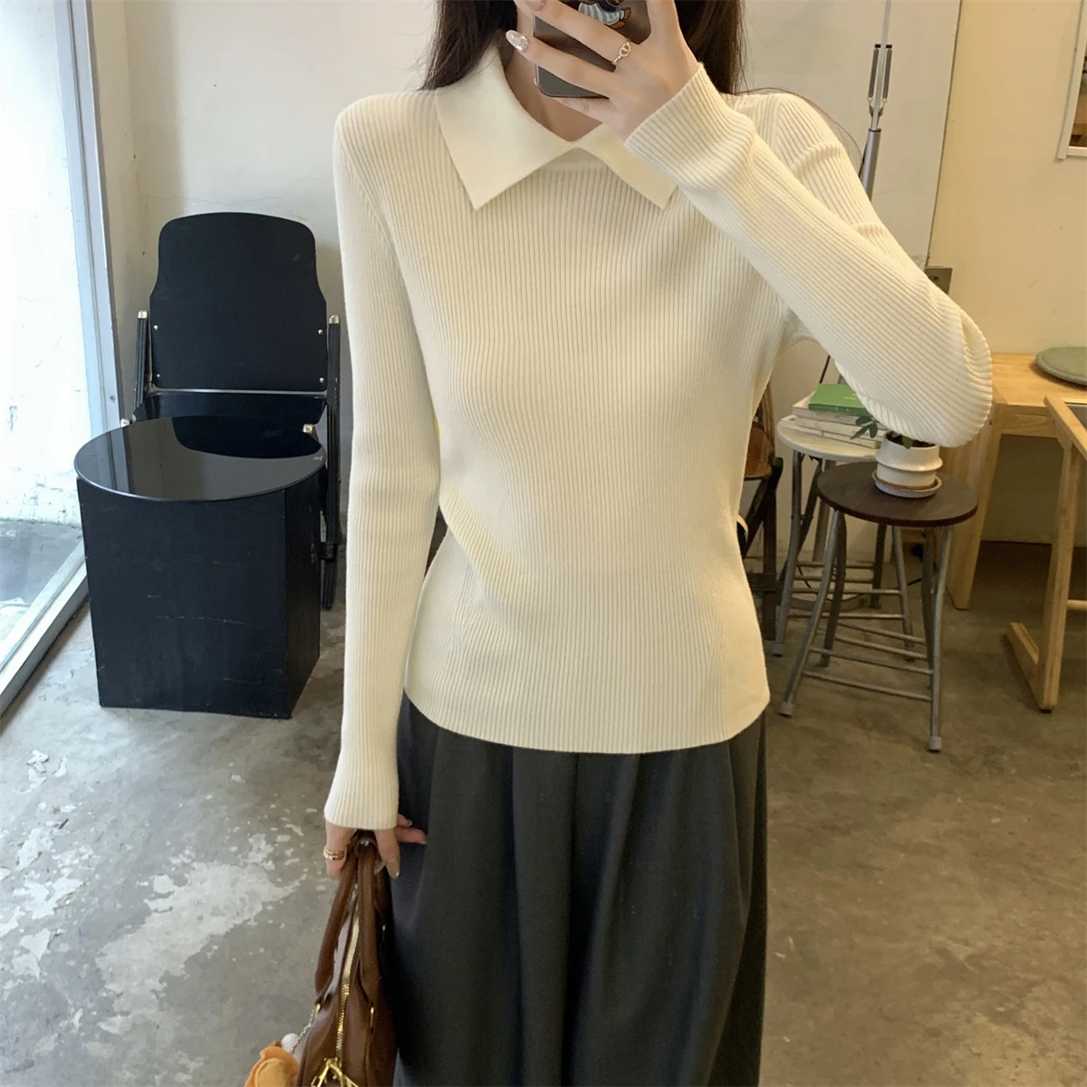 

Новый весенний модный вязаный свитер Ne, женский облегающий базовый слой, корейский, внутренняя одежда, повседневная уличная одежда