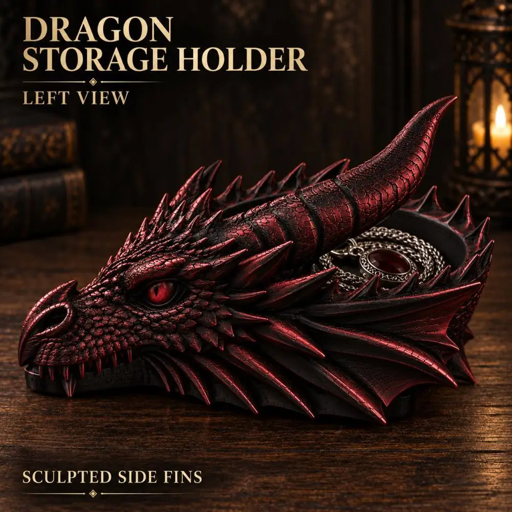 Dragon Head Shaped Desktop Storage Tray 3D Printed Key Coin Jewelry Holder Organizer Decorative Table Dish