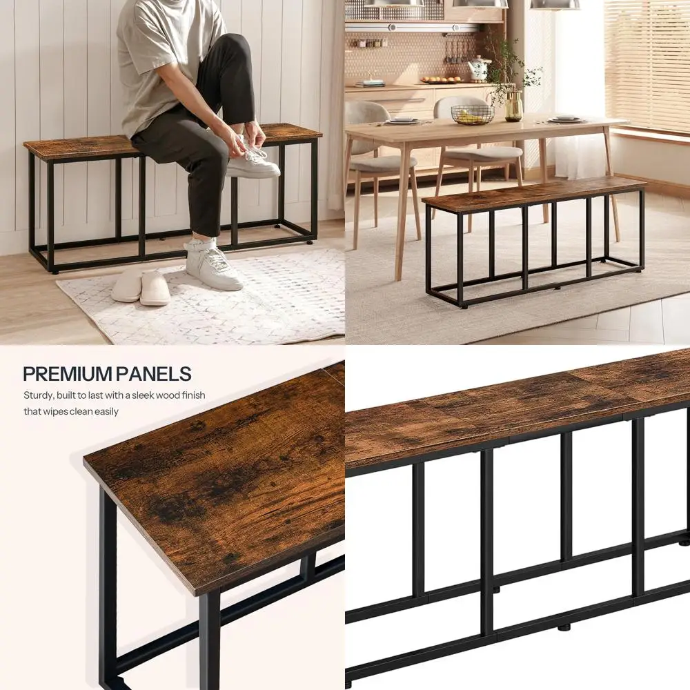 

Обеденная скамейка Industrial Rustic 47,2, стальной каркас, простая сборка, кухня/столовая, коричневый и черный BF45CD01