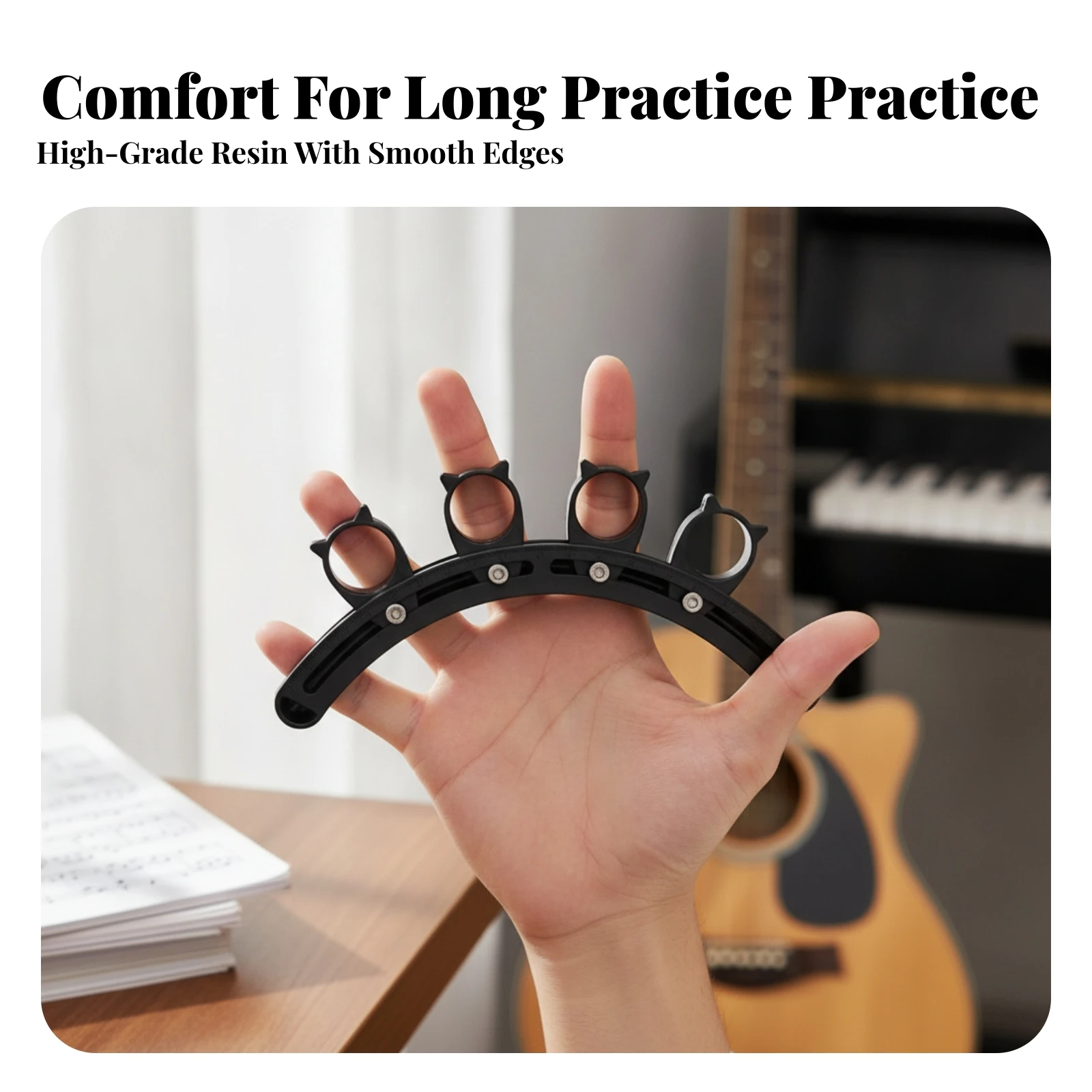 Finger Exerciser with Adjustable Rings Portable Finger Stretcher Hand Exercise Tool Comfortable Exerciser Non-Slip