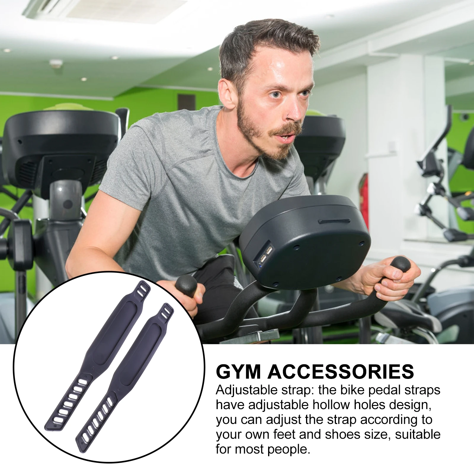 

2 pcs Bike Pedal Straps Adjustable Hollow Holes Durable Material No Scratch Suitable Most Shoes Exercise Foot Fix Bands Gym