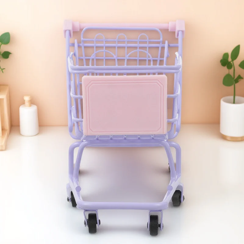 عربة تسوق صغيرة منظم تخزين ديكور مكتب مصغر لبطاقات الحلوى حامل قلم هدية للأولاد والبنات والنساء والرجال