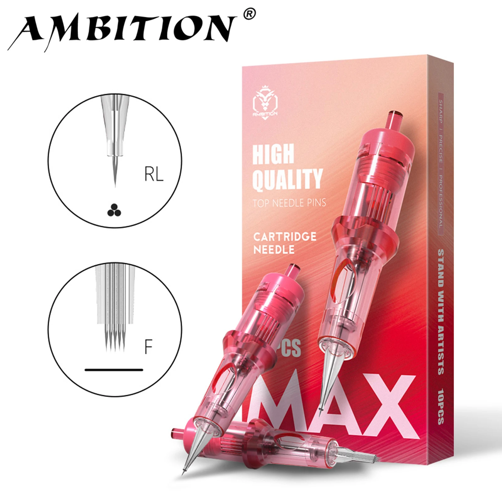 

Ambition 10pcs Pink Permanent Makeup Tattoo Cartridge Needle 1 3 5 7 RL F For Tattoo Machine Pen Disposable Safety Needle Mix